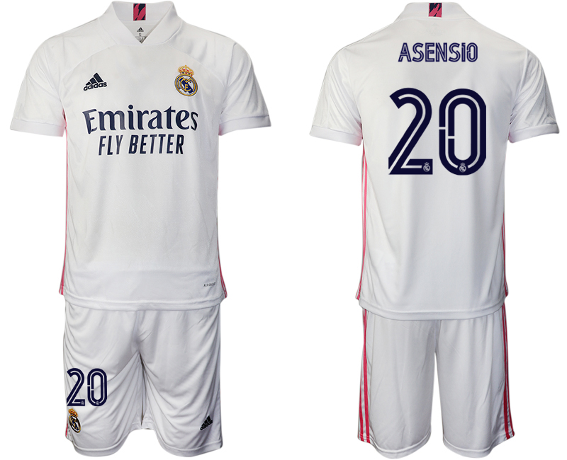 Men 2020-2021 club Real Madrid home #20 white Soccer Jerseys